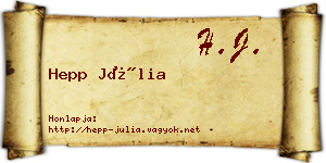 Hepp Júlia névjegykártya